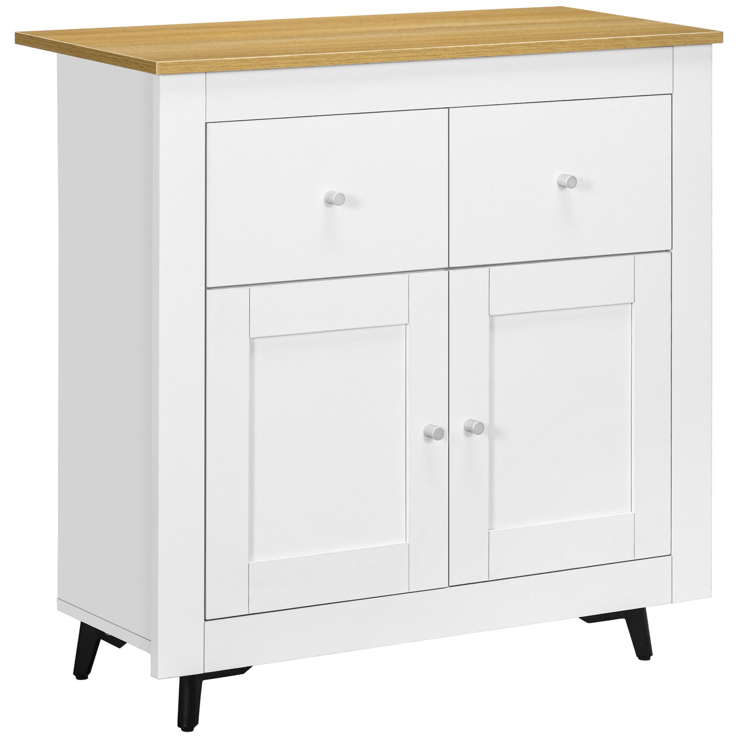 Kast – Opbergkast – Dressoir – Buffettafel – Meubel – Wit – Houtlook Plank – Soft-Close Deuren – Anti-Kantel Beveiliging