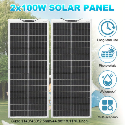 Zonnepaneel – Solar Panel – Zonnepanelen – Zonnecel – Zonne-energie – 200W Flexibel – 2x 100W Monokristallijn – Hoog Rendement – Weerbestendig & Duurzaam