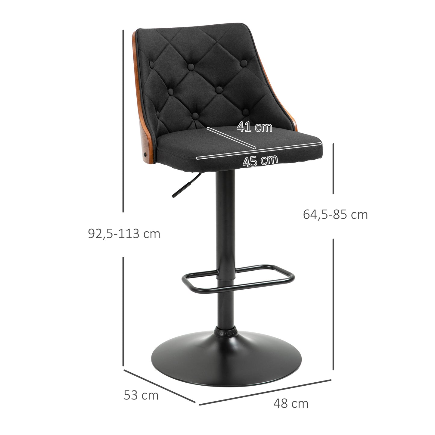 Barstoel – Barkruk – Barstoelen – Barkrukken – Keukenstoel – Verstelbare Hoogte 64-85,5 cm – 360° Draaibaar Met Voetsteun