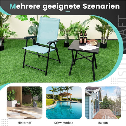 Tuinstoelen – Tuinmeubelen – Balkonstoelen – Inklapbare Stoelen – Terrasstoelen – Mintgroen – Weerbestendig Stof – Stevig Metalen Frame