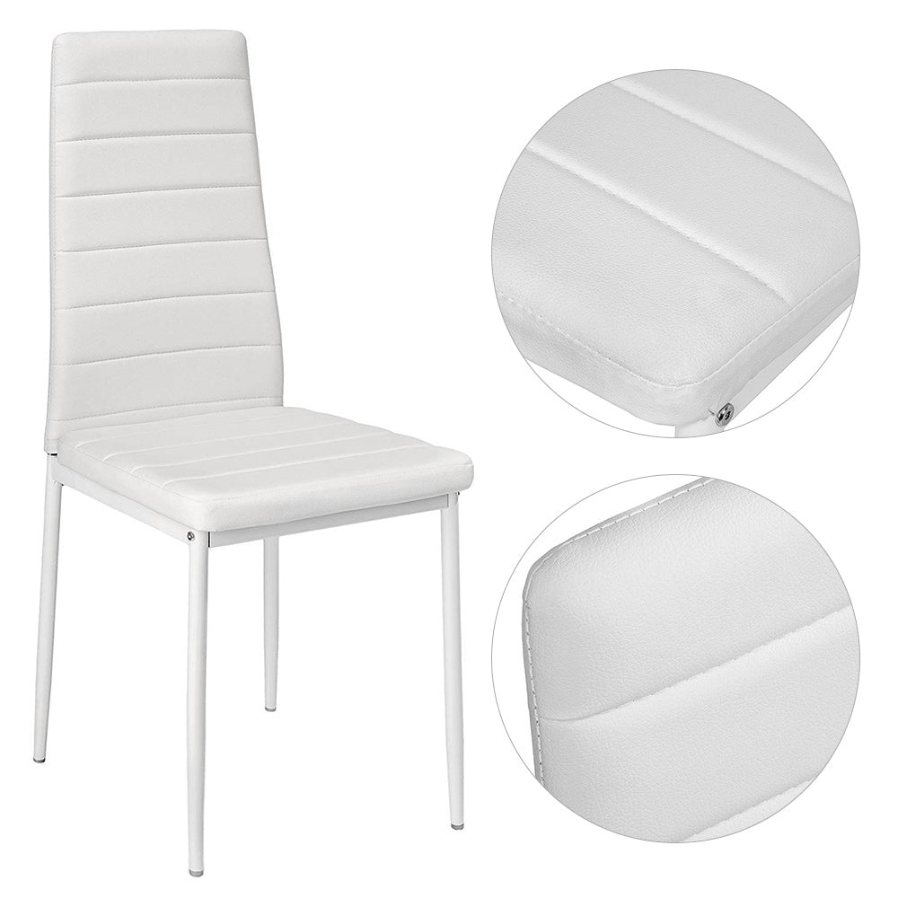 Eetkamerstoelen – Hoge Stoelen – Keukenstoelen – Stijlvolle Stoelen – Minimalistische Stoelen – Set Van 4 – Max. 120 kg Draagvermogen – Onderhoudsvriendelijk Wit