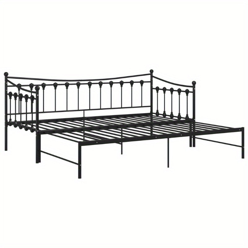 Bedbankframe – Uittrekbare Sofa – Slaapbank Frame – Bedframe Metaal – Logeerbed Frame Zwart – Ruimtebesparend – 90x200 cm