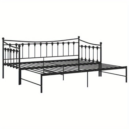 Bedbankframe – Uittrekbare Sofa – Slaapbank Frame – Bedframe Metaal – Logeerbed Frame Zwart – Ruimtebesparend – 90x200 cm