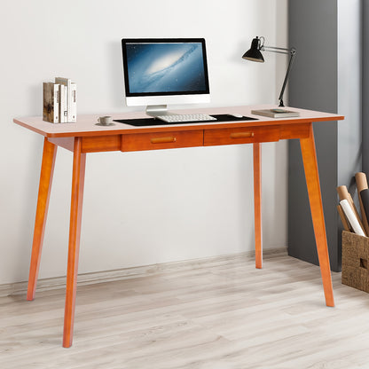 Bureau – Computerbureau – Werktafel – Studietafel – Thuiswerkplek – Walnoot Kleur – 120x55 cm – 2 Lades – Stevig Rubberhout – Stille Schuiflades