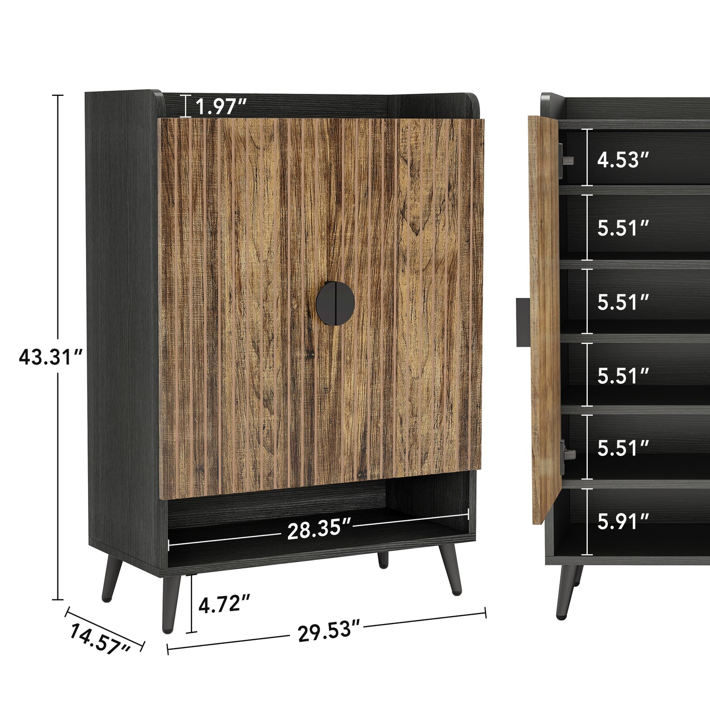 Deurmontage Schoenenkast – Schoenenrek – Schoenopberger – Schoenendoos – Schoenenelement – 7-laags – Geschikt Voor 25 Paar Schoenen – Modern Simpel Design Bruin