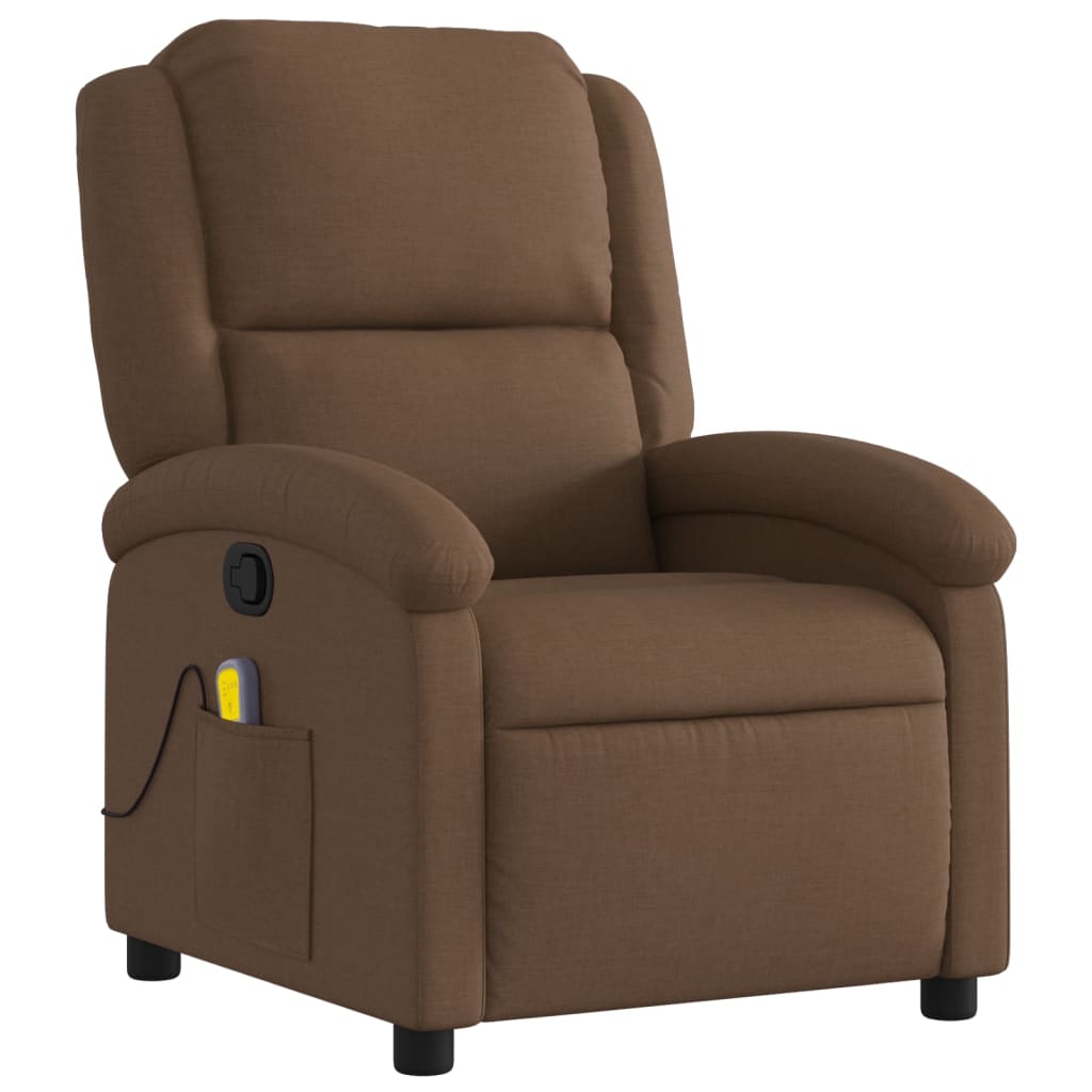 Verstelbare massagestoel – Relaxstoel – Fauteuil – Massagefauteuil – Lounge stoel – Bruin ademend textiel – 6-punts vibratiemassage
