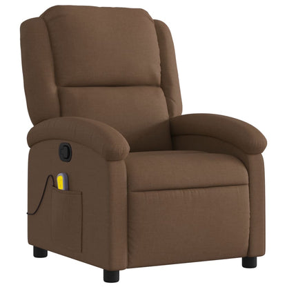 Verstelbare massagestoel – Relaxstoel – Fauteuil – Massagefauteuil – Lounge stoel – Bruin ademend textiel – 6-punts vibratiemassage