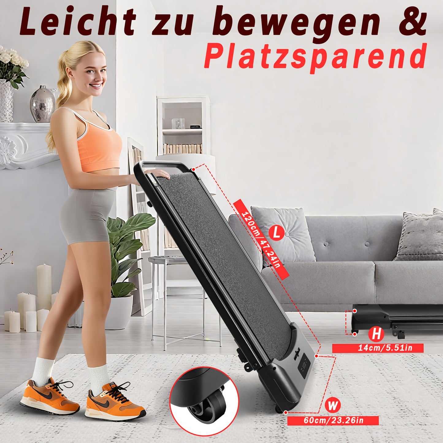 Loopband – Treadmill – Loopapparaat – Fitnessband – Wandelmachine – 2-in-1 Met Armleuningen – 6% Helling – Stil En Compact – Afstandsbediening – Zwart