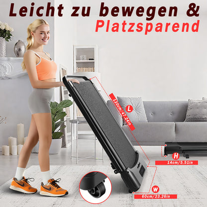 Loopband – Treadmill – Loopapparaat – Fitnessband – Wandelmachine – 2-in-1 Met Armleuningen – 6% Helling – Stil En Compact – Afstandsbediening – Zwart
