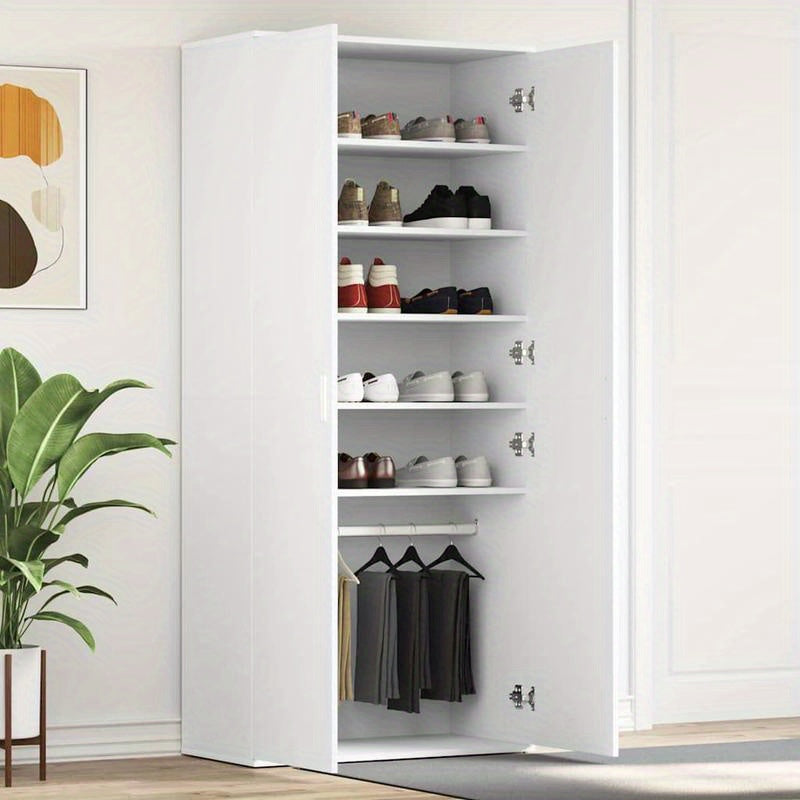 Schoenenkast – Schoenenopberger – Schoenenrek – Halkast – Smalle Schoenenkast – Massief Houten Kast – 80x39x180 cm – Duurzaam Wit Design