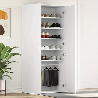 Schoenenkast – Schoenenopberger – Schoenenrek – Halkast – Smalle Schoenenkast – Massief Houten Kast – 80x39x180 cm – Duurzaam Wit Design