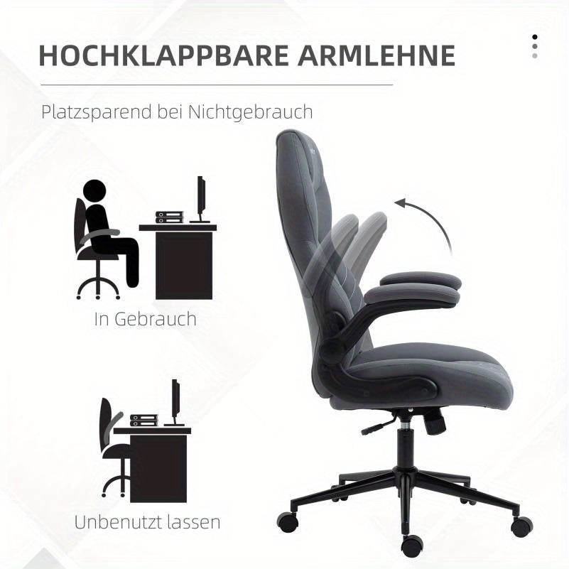 Bureaustoel – Ergonomische Draaistoel – Verstelbare Kantoorstoel – Comfortabele Werkstoel – Moderne Stoel – Lichtgewicht Roestvrij Staal Frame – Zacht Lederen Zitvlak