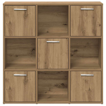 Boekenkast – Opbergkast – Vitrinekast – Wandkast – Kast met Deuren – Modern Design – Licht Eiken Fineer – 90x28x90 cm – 9 Vakjes – Vrijstaand – Stabiel & Duurzaam