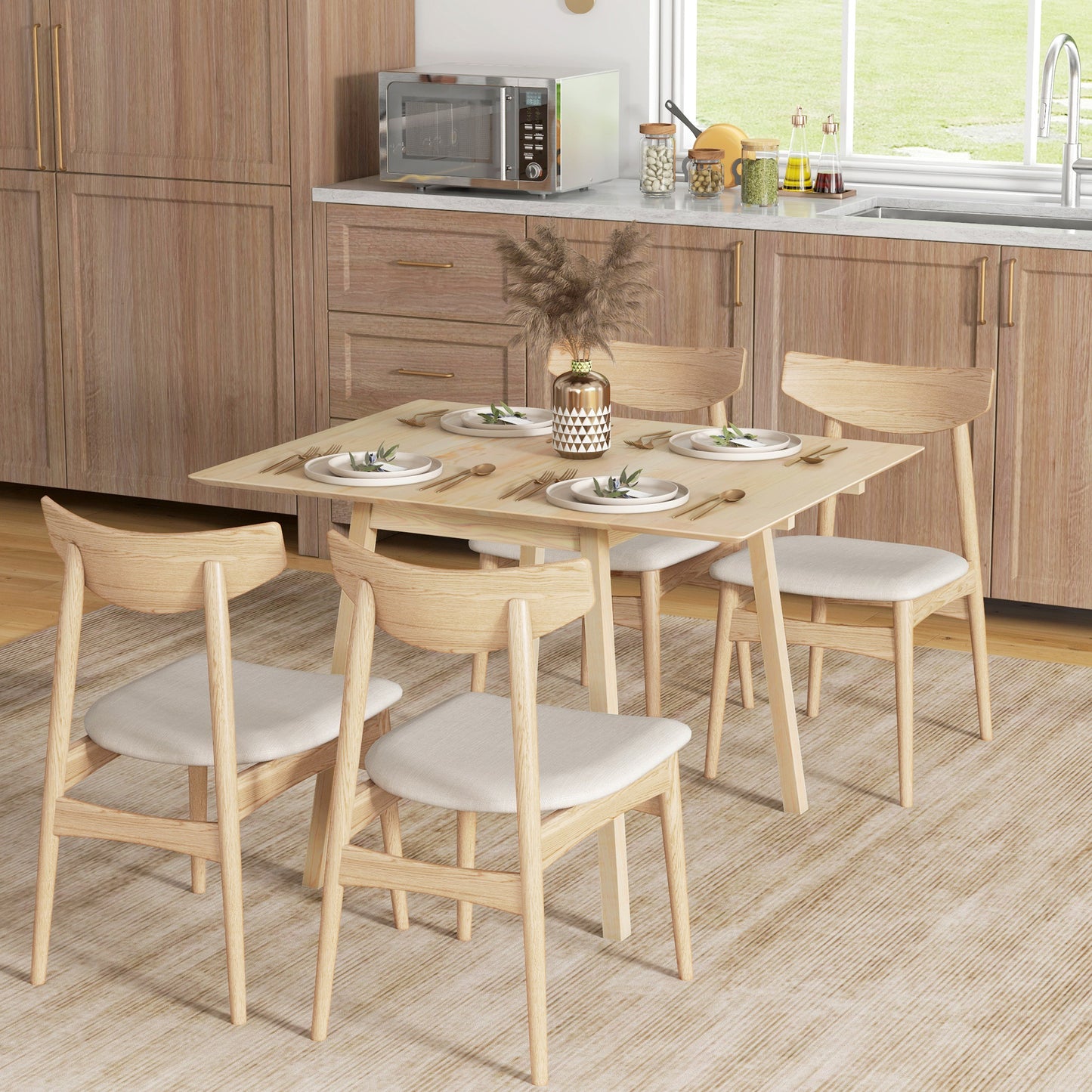 Uitklaptafel – Klaptafel – Inklapbare Tafel – Vouwtafel – Eettafel – Massief Grenenhout – 2 Uitklapbare Zijvlakken 110x86x75 cm