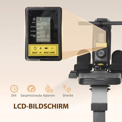 Roeitrainer – Roeimachine – Fitnessapparaat – Indoor Rower – Sportmachine – Zwart/Zilver – Klapbaar Design – 8 Weerstandsniveaus