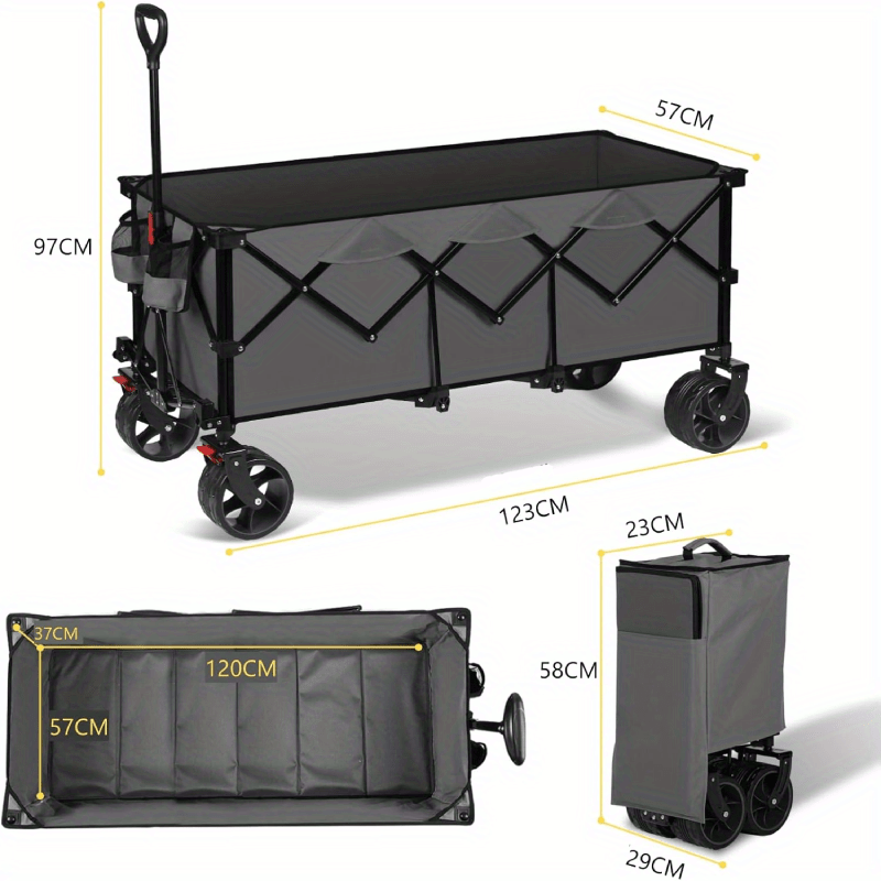 Vouwkruiwagen – Opvouwbare Kruiwagen – Inklapbare Handkar – Tuinkar – Transportwagen – 200 kg Draagvermogen – Extra Brede Banden 17x10 cm