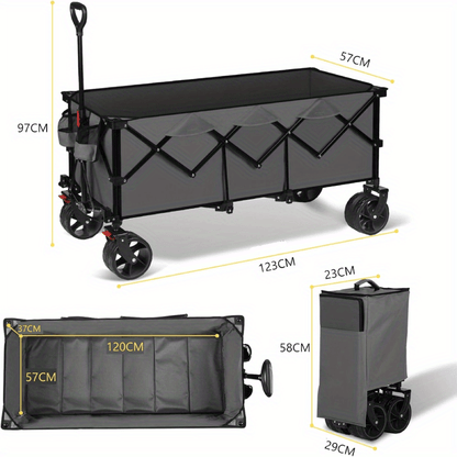 Steekwagen – Handkar – Transportkar – Transportwagen – Opvouwbare kar – Draagvermogen 200 kg – Extra brede rubberen banden 17 x 10 cm – Blauw-grijs
