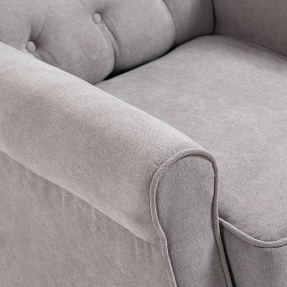 Fauteuil – Relaxstoel – Accentstoel – Zetel – Lounge Chair – Grijze Polyester Bekleding – Stevig Houten Poten – Verstelbare Rugleuning – Afneembare Kussenhoes
