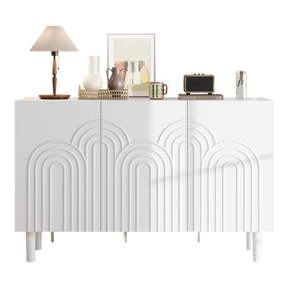 Dressoir – Sideboard – Opbergkast – Kast – Wandmeubel – Wit – 120x38,5x79 cm – Verstelbare Plank – 16 cm Poten