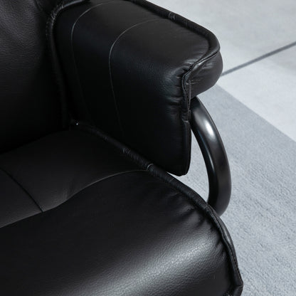 Relaxfauteuil – Relaxstoel – Zitstoel – Loungefauteuil – Draaifauteuil – Verstelbare Rugleuning 135° – Zwart Kunstleer Met Voetbank