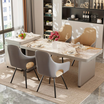 Eetkamerstoelen – Stoelen – Draaistoelen – Zitstoelen – Armleunstoelen – Modern Design – Memory Foam Zitting – Microfiber PU Bekleding – Set Van 2 – Khaki