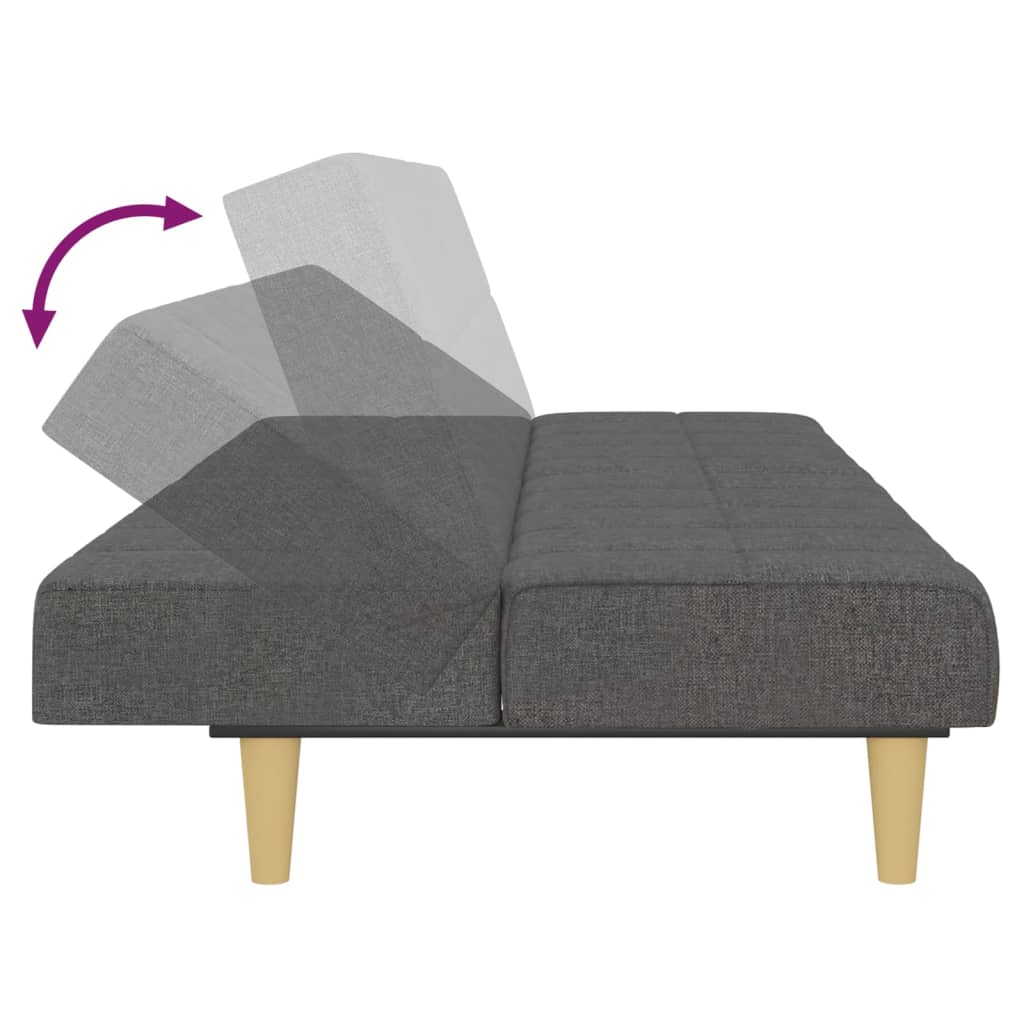 Slaapbank – Bedbank – Logeerbank – 2-Persoonsbank – Slaapbank Donkergrijs – 2-In-1 Ontwerp – Stevig Metalen Frame