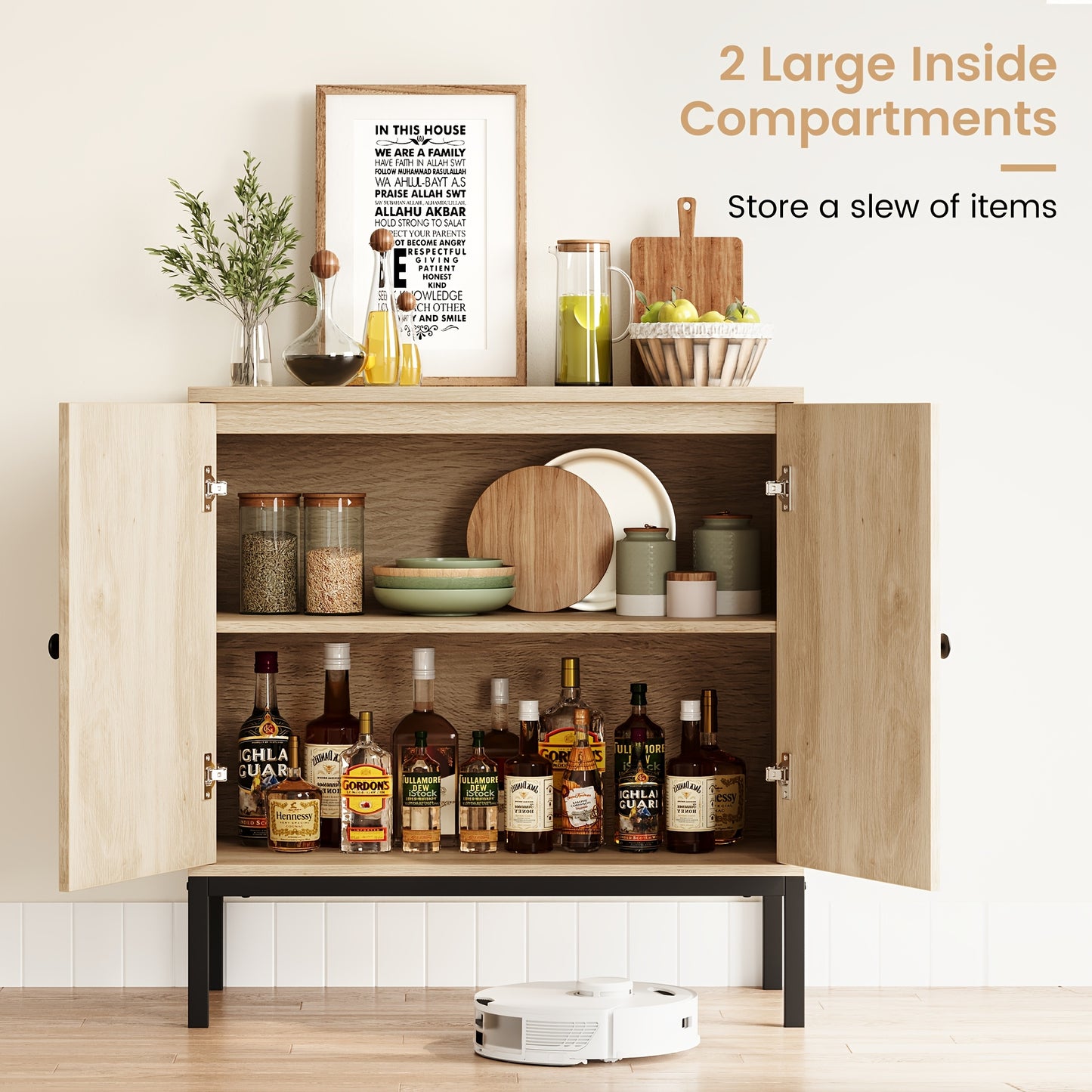Buffetkast – Dressoir – Sidetable – Opbergkast – Kast – Rustiek – Verstelbare Planken – Hoogwaardige MDF Constructie