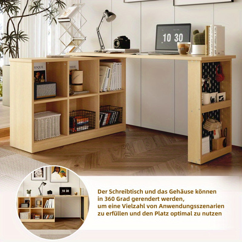 Bureau – Bureautafel – Computertafel – Werkplek – Kantoormeubel – Multifunctioneel Met 6 Opbergvakken – Robuust MDF Tafelblad 140x104x75 cm