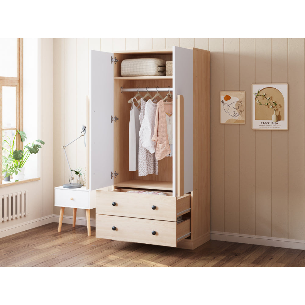 Kledingkast – Garderobekast – Linnenkast – Kleerkast – Kapkast – Dubbele Deuren en Lades – Compact Metaal 70x40x170 cm Gemengde Kleur