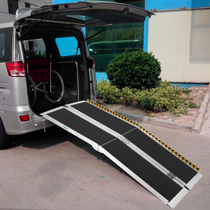 Heavy-Duty Portable Wheelchair Ramp - Non-Slip Surface, Lightweight Aluminum Folding ramp with Door Threshold, for Home, Hospital, Public Buildings - Easy Foldable Design for Wheelchairs, Mobility Scooters, Elderly - Indoor/O