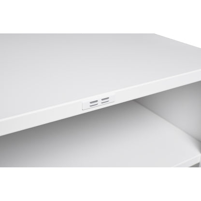 Printerstandaard – Printertafel – Printerwagen – Faxstandaard – Opbergrek – Aluminiumlegering – In Hoogte Verstelbare Schappen – Zwenkwielen Met Rem – Opvouwbaar Design – Wit