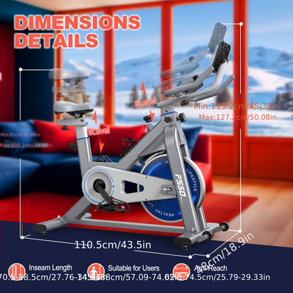 Vowvit Exercise Bike with 300 Watt Resistance Torque, 4-Way Fully Adjustable Ergometer Home Trainer Bicycle, Indoor Fitness Bikes with RPM Display, Large Tablet Holder, 150 kg Load Capacity, Without Battery