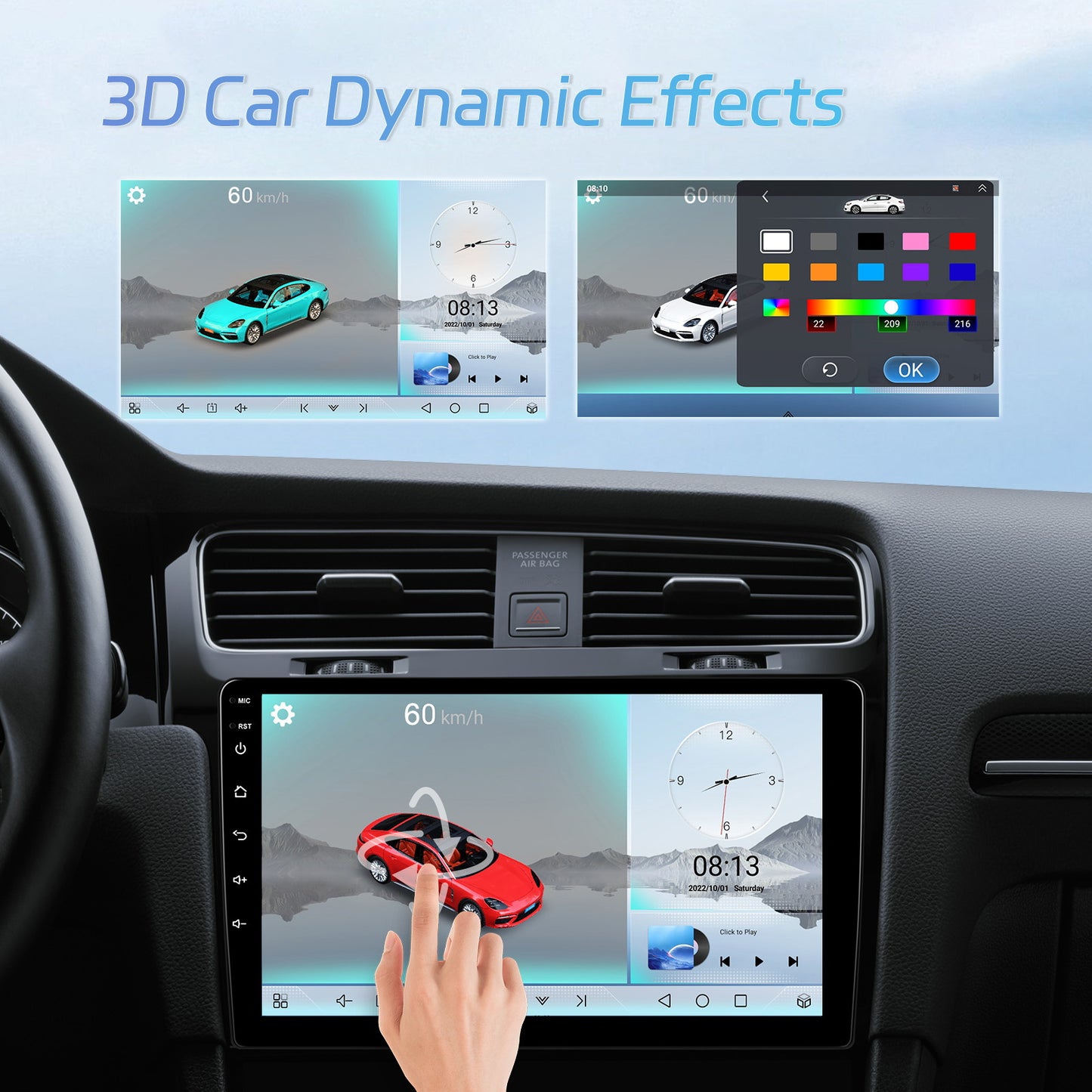 [4GB+64GB] Android 15.0 Double Din Car Stereo with Wireless CarPlay, Android Auto, GPS Navigation, 22.86cm IPS Touchscreen, Quad-Core Processor, Built-in DSP, Wireless, for Cars, Trucks, SUVs - Aftermarket Automotive Head Uni