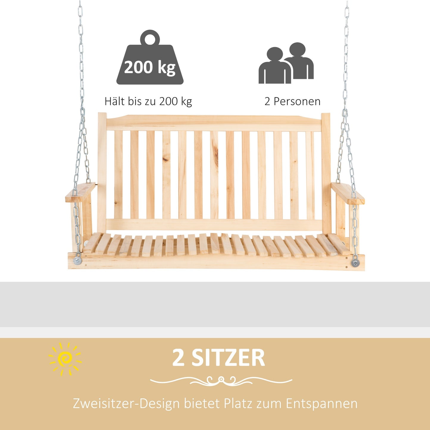 Schommelbank – Tuinschommel – Tuinbank – Schommelstoel – Hangbank – 2-Persoons – Geïmpregneerd Hout – Weerbestendig