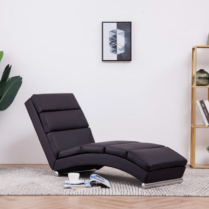 Ligstoel – Chaise Longue – Tuinstoel – Relaxstoel – Loungestoel – Ergonomisch Design – Kunstleren Bekleding Bruin