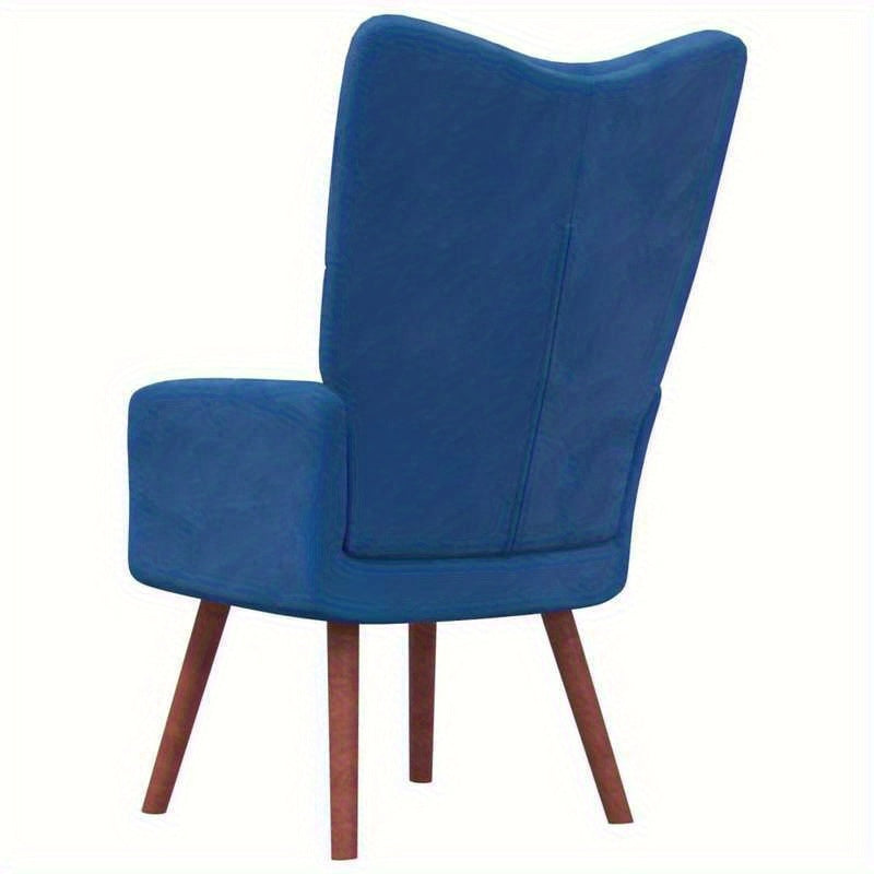Relaxstoel – Fauteuil – Lounge Stoel – Relaxfauteuil – Zitstoel – Diepblauw Velours – Massief Hardhouten Frame