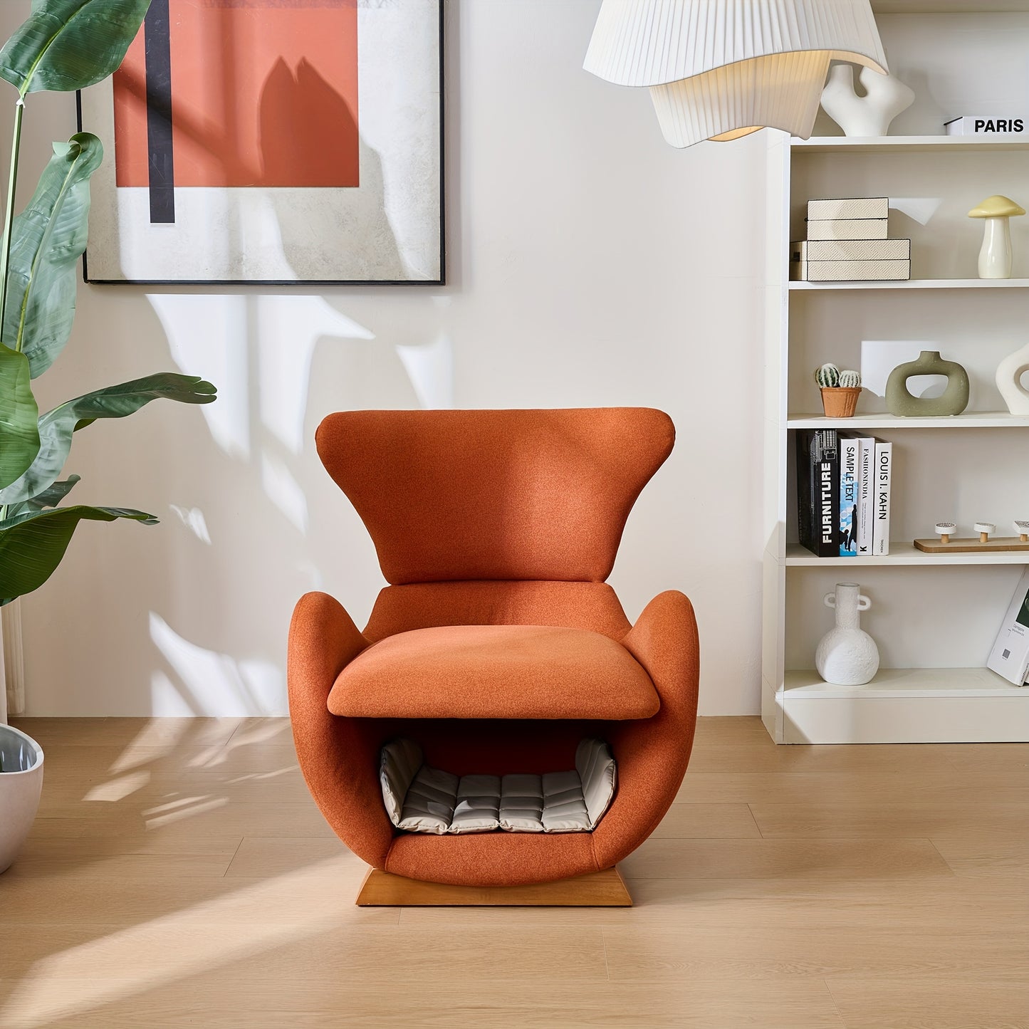 Huisdierbankje – Kattenbank – Hondenbed – Dierenbank – Slaapbank – Bamboe Frame – Memory Foam Vulling – Oranje Bekleding – Anti-Kras – Stabiel Voor Harde Vloeren