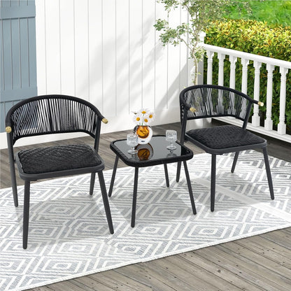 Rattan Tuinmeubelset – Balkonset – Tuinstoelen – Lounge Set – Terrasmeubilair – Sneldrogende Kussens – Weerbestendig PE-Rattan