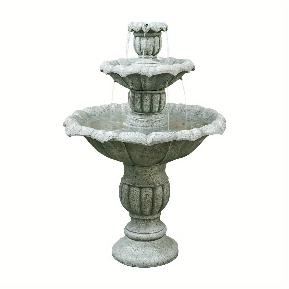 Tuinfontein – Waterval Fontein – Buitenfontein – Waterornament – Tuindecoratie – Vezelversterkt Beton – Ø67 cm Hoog – Inclusief Dompelpomp