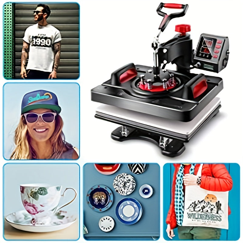 Heat Press Machine – Transferpers – Sublimatiepers – Textielpers – T-shirt Pers – 8-in-1 Multifunctioneel – Digitale Timer & Temperatuurregeling – Compact ontwerp 38,1x30,48 cm