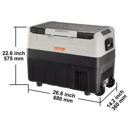 VEVOR Car Refrigerator Camping Fridge 55 L Cool Box Refrigerator Boat 12/24 V Portable Electric Freezer 2 in 1 Dual Zone Car Fridge Compressor