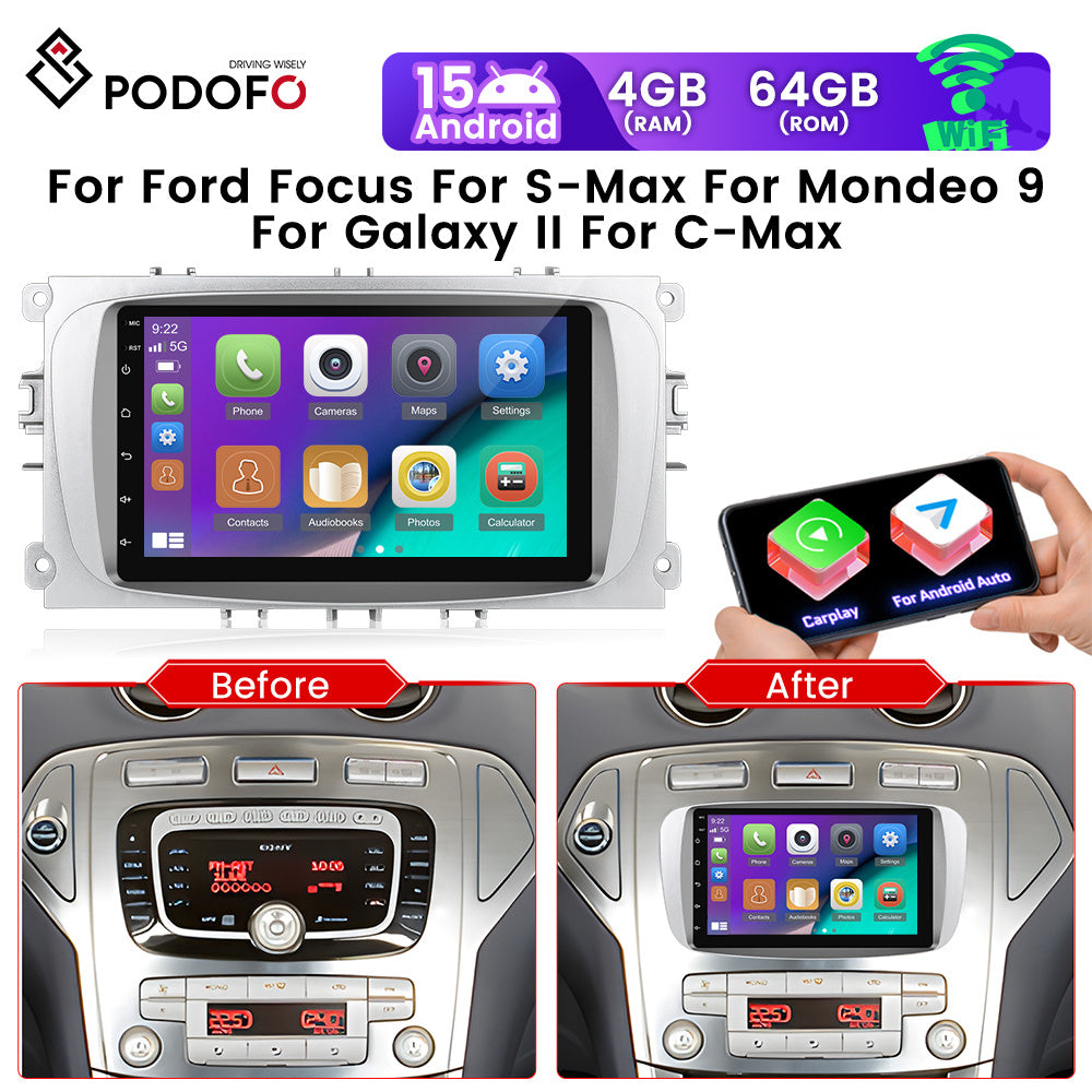 Autoradio – Multimedia Systeem – Navigatiesysteem – Touchscreen Radio – Android 15 Car Radio – 17,78 cm HD Touchscreen – 4G + 64GB Opslag Met Draadloos CarPlay