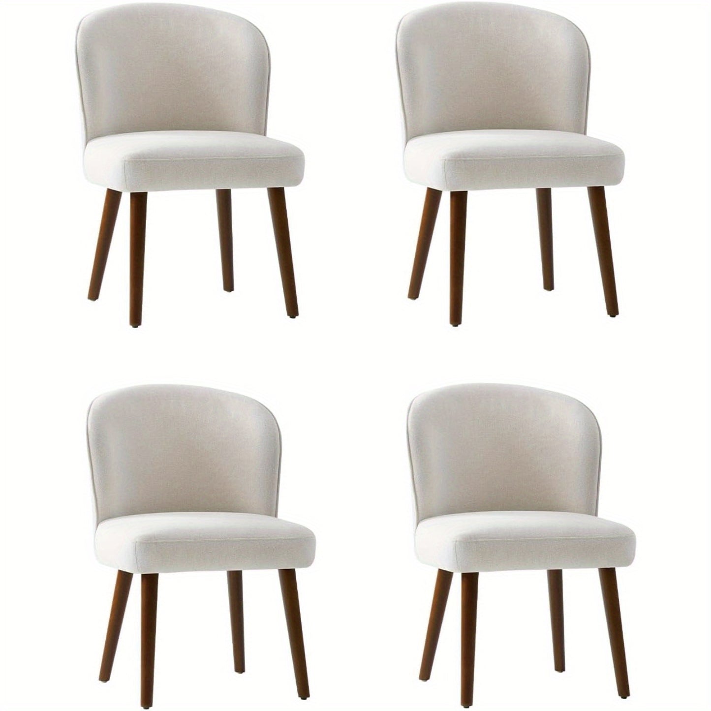 Eetkamerstoelen – Stoelen – Keukenstoelen – Design Stoelen – Witte Stoelen – Set Van 2 – Mid-Century Modern – Gebogen Rugleuning – Gestoffeerde Zitting – Massief Houten Poten