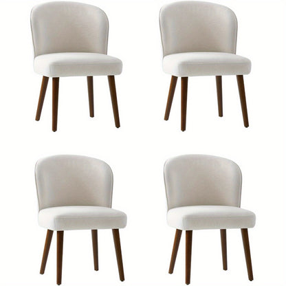 Eetkamerstoelen – Stoelen – Keukenstoelen – Design Stoelen – Witte Stoelen – Set Van 2 – Mid-Century Modern – Gebogen Rugleuning – Gestoffeerde Zitting – Massief Houten Poten