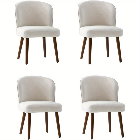 Eetkamerstoelen – Stoelen – Keukenstoelen – Design Stoelen – Witte Stoelen – Set Van 2 – Mid-Century Modern – Gebogen Rugleuning – Gestoffeerde Zitting – Massief Houten Poten