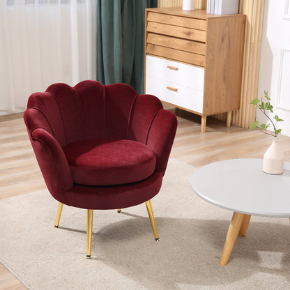 Velvet Stoel – Fauteuil – Kuipstoel – Eetkamerstoel – Armstoel – Fluwelen Bekleding – Gouden Metalen Poten – Compact 76x67x74 cm