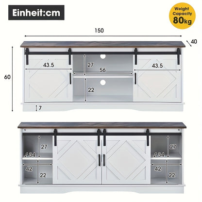 Tv-meubel – TV-meubel – TV-kast – TV-standaard – TV-dressoir – Modern Wit – 2 Dichte Kastdeuren & Open Planken – Kabelmanagement – Duurzaam & Ruimtebesparend