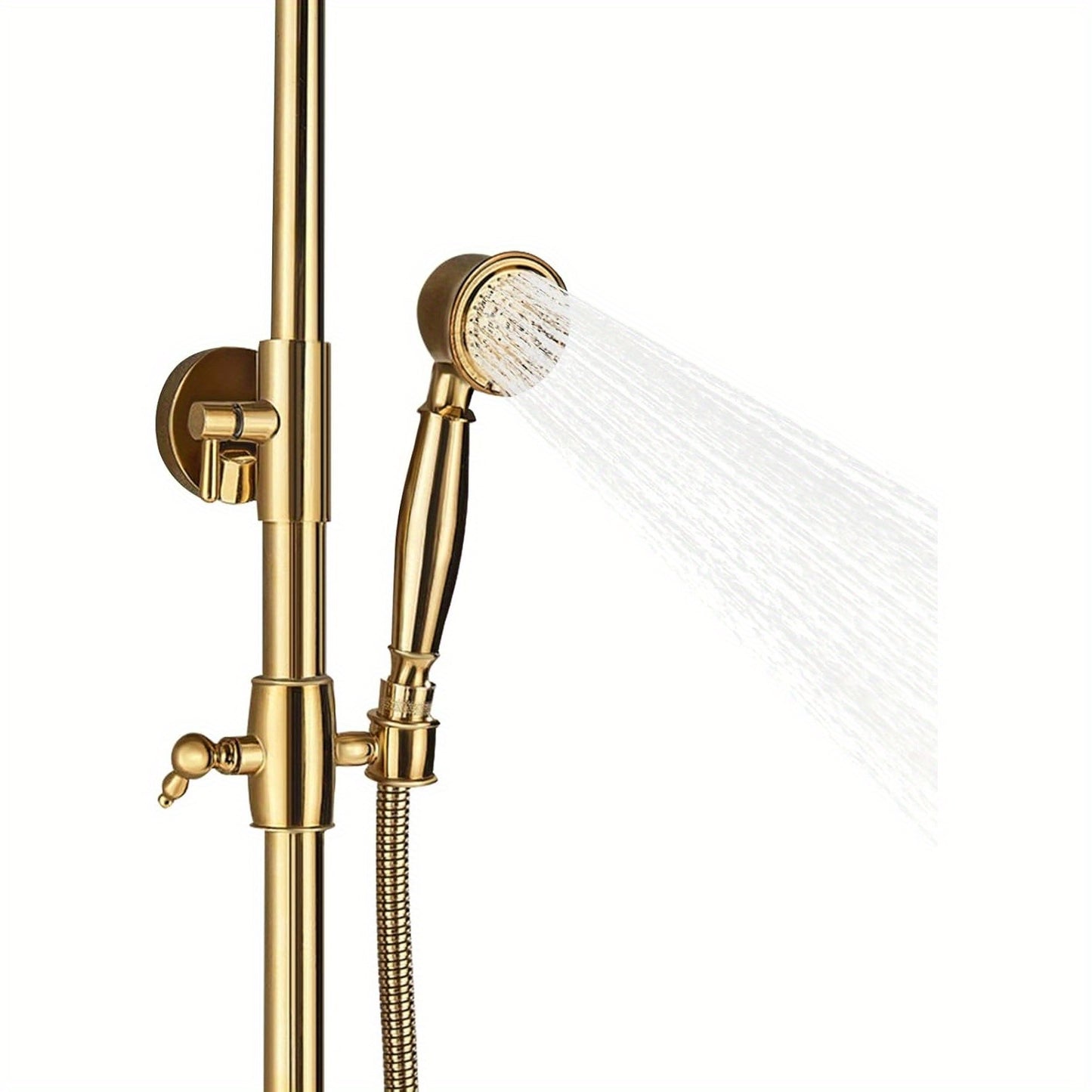 Doucheset – Douchekraan – Douchekop – Douchearm – Wandgemonteerd – Geborsteld Messing – Instelbare Hoogte 80-120 cm