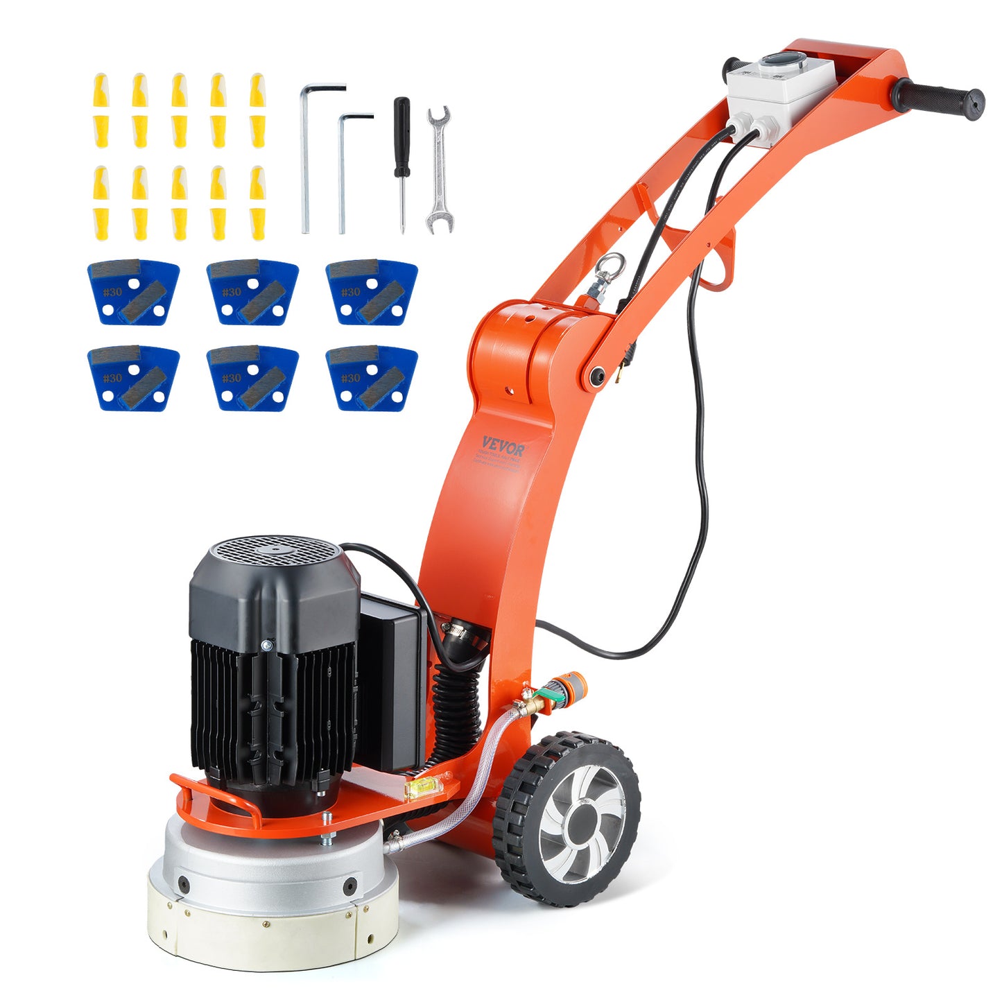 Elektrische Betonvloer Schuurmachine – Beton Slijpsteen Polijstmachine – Vloerschuurmachine – Vloerpolijstmachine – Metalen Variant – 3.0 HP Borstelloze Motor – Verstelbare Handgreep 86-117 cm