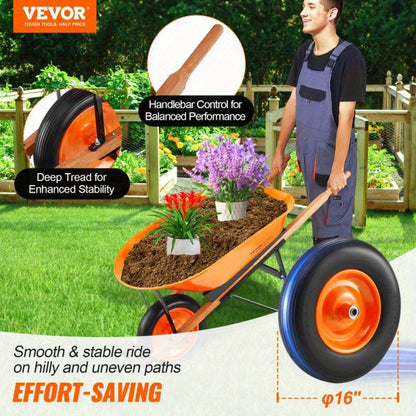 Kruiwagen – Tuinkar – Tuinkarretje – Bouwkruiwagen – Transportkar – Eénwielige Constructie – Hoge Draagkracht 150 kg